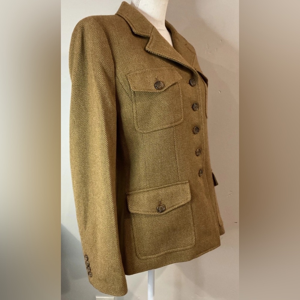Lauren Ralph Lauren Brown Russ Yarn Dye Twill Wool Jacket/Blazer Women Sz 12 NWT - Picture 9 of 13